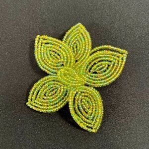 Vintage Green Flower beaded brooch